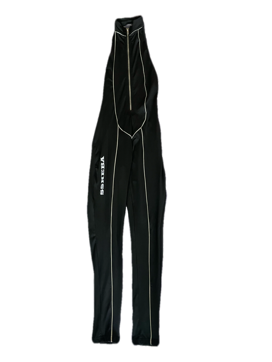 Black Open Back Reflective Jumpsuit